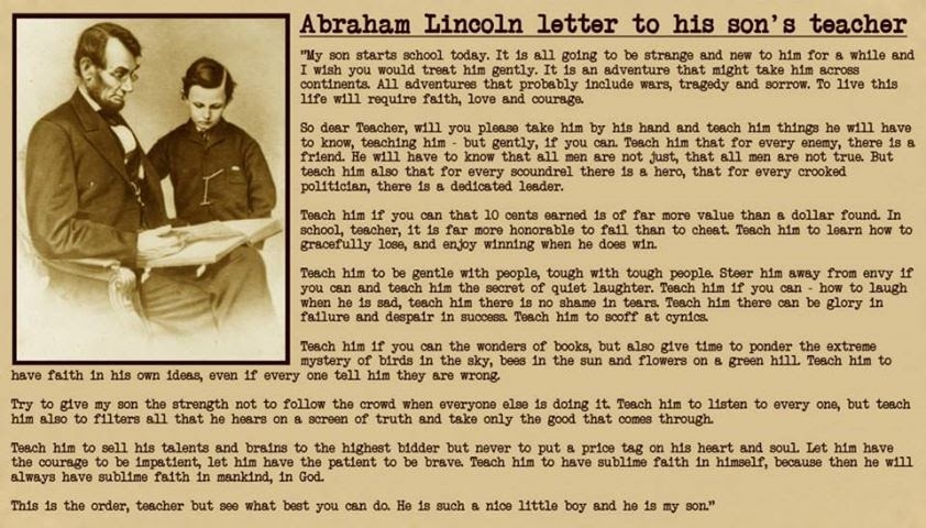 A Letter From Abraham Lincoln To His Son's Teacher  Blog EBG